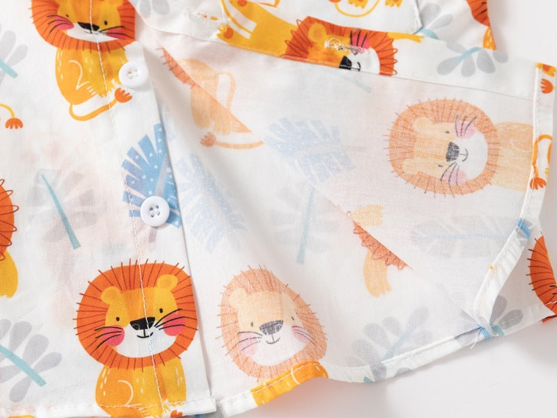 [383212] - Atasan Baju Kemeja Lengan Pendek Anak Laki-Laki - Motif Animal Car Letter Mix
