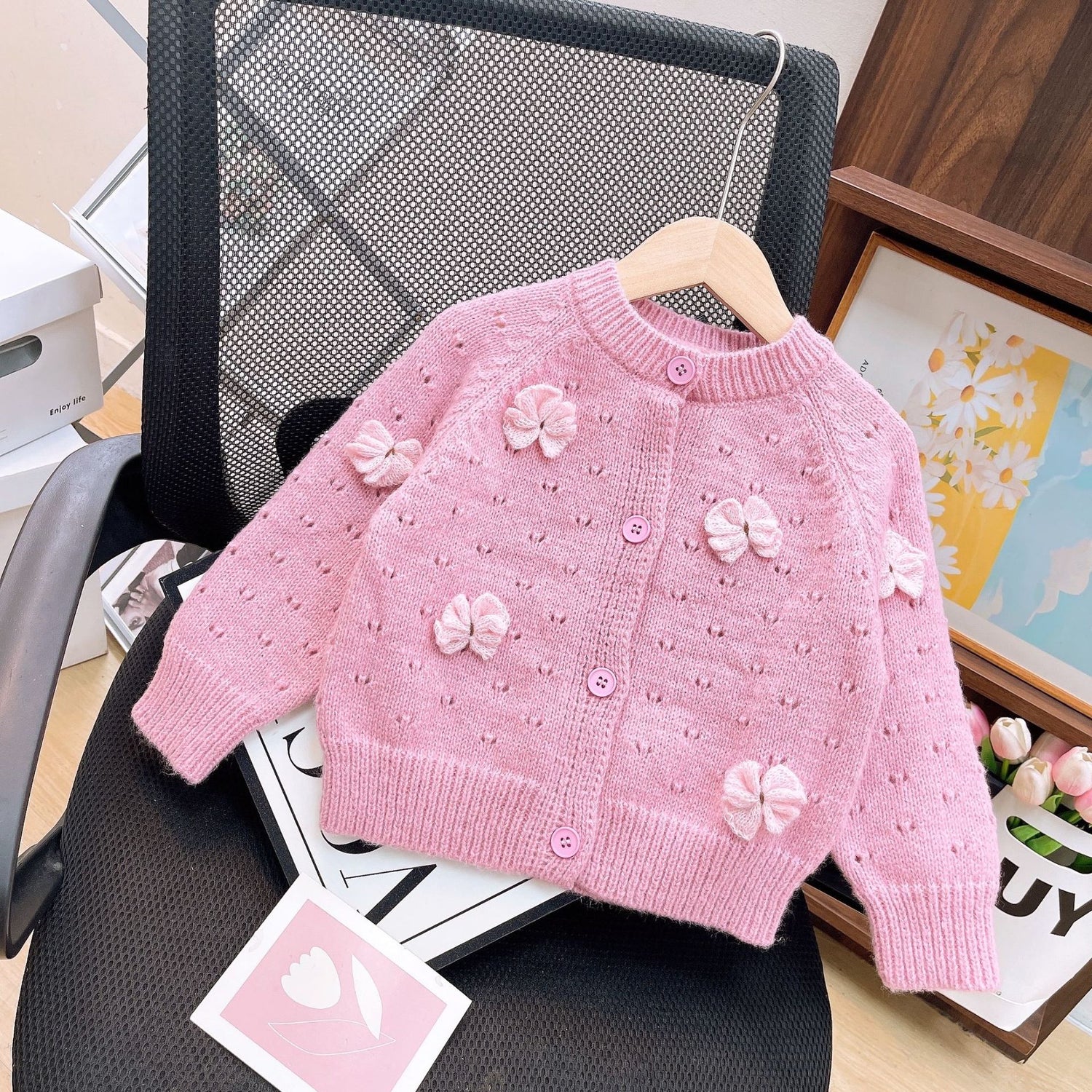 [363819] - Setelan 2 in 1 Baju Dress Sweater Rajut Lengan Panjang Fashion Anak Perempuan - Motif Ribbon Butterfly