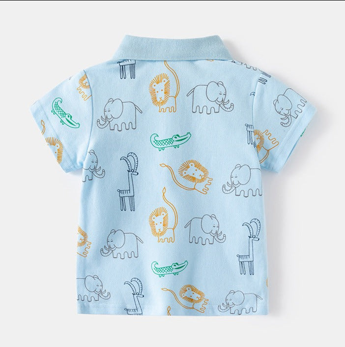 [5131074] - Baju Atasan Kaos Polo Kerah Fashion Anak Laki-Laki - Motif Animal Groups