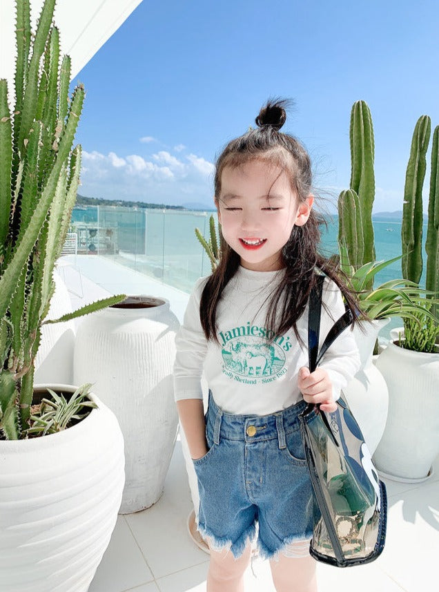 [508226] - Celana Pendek Jeans Hotpants Anak Perempuan - Motif Plain Torn
