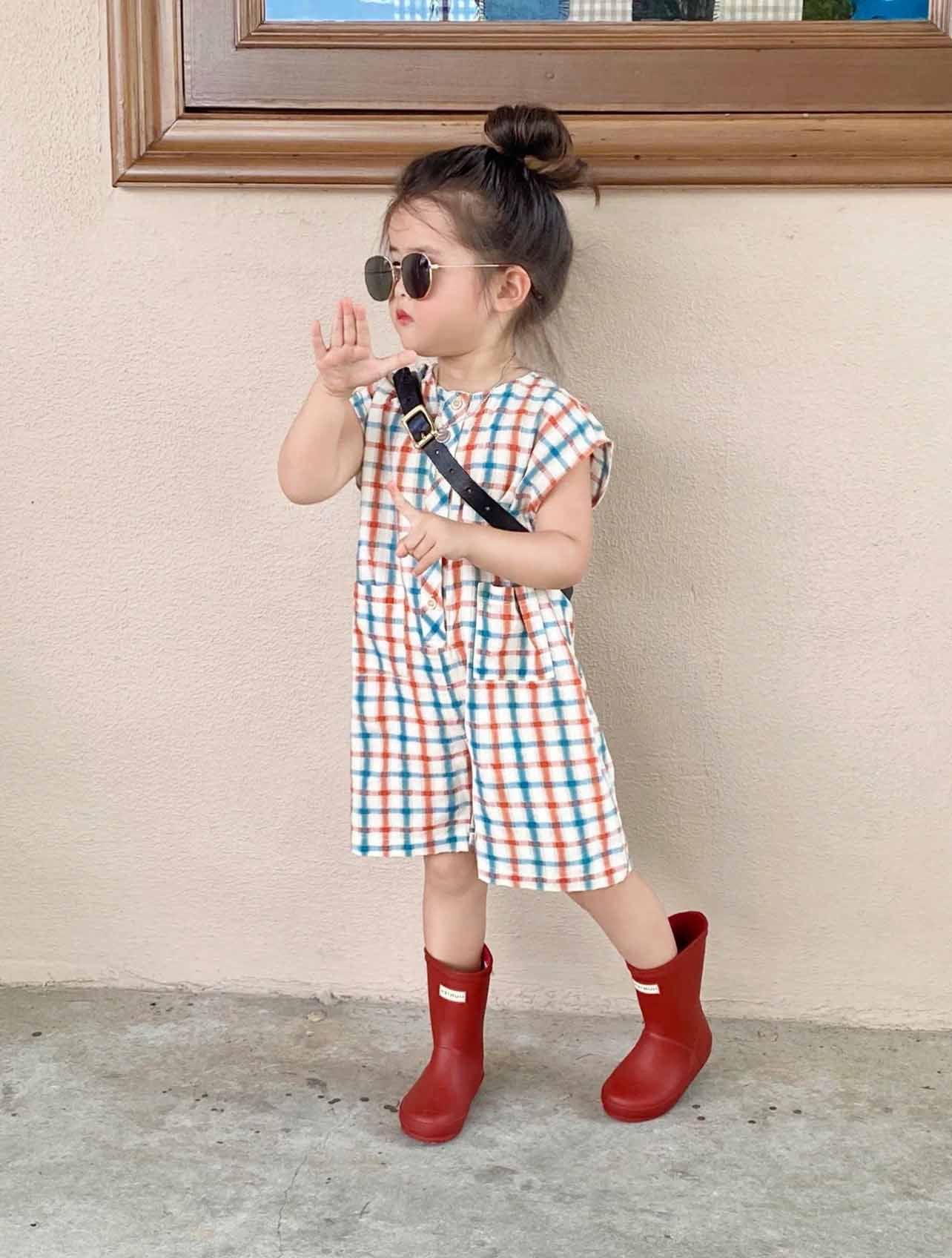[507981] - Baju Setelan Jumpsuit Kutung Fashion Anak Perempuan - Motif Line Box