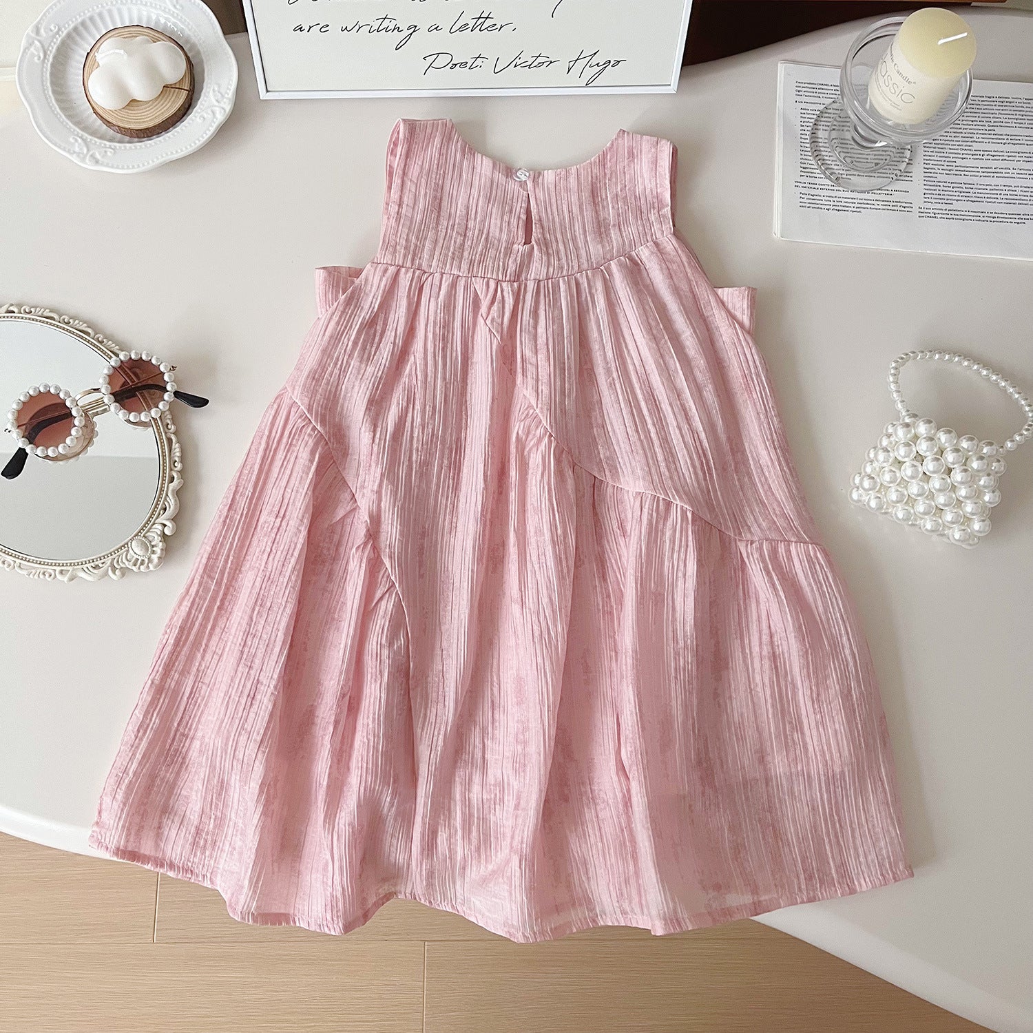 [963281] - Baju Gaun Dress Lengan Kutung Princess Style Anak Perempuan Cewek - Motif Smal Bow - BABYHOKI STORE