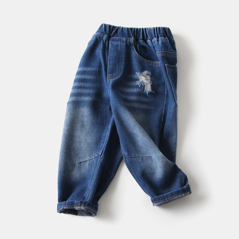 [383214] - Bawahan Celana Jeans Panjang Anak Laki-Laki - Motif Small Tear
