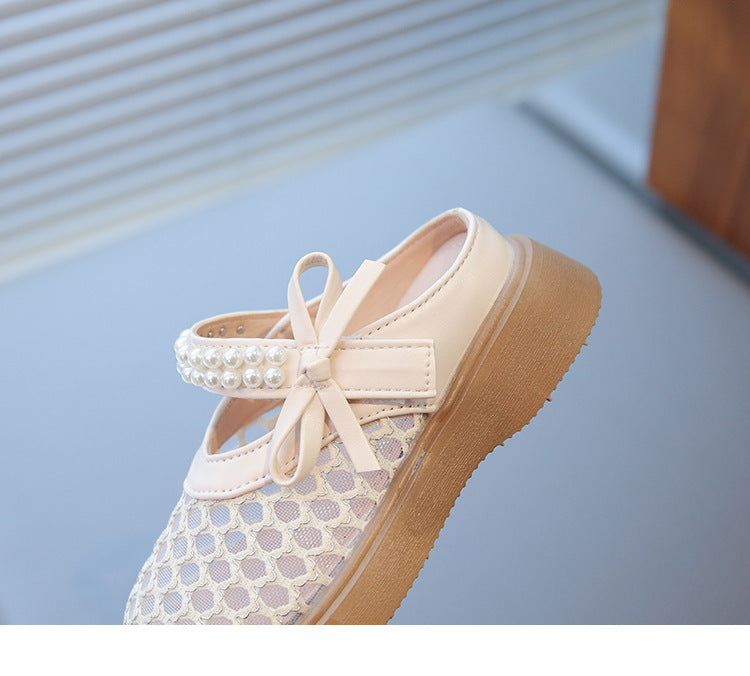 [381298 Size 26-37] - Sepatu Sandal Slip On Versatile Korean Version Anak Perempuan Cewek - Motif Hollow Pearl - BABYHOKI STORE - BABYHOKI STORE