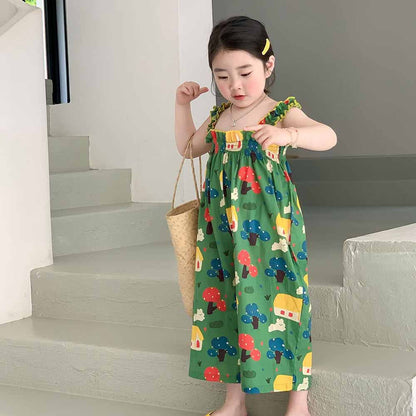 [507984] - Setelan Baju Jumpsuit Karet Kutung Fashion Anak Perempuan - Motif House Tree