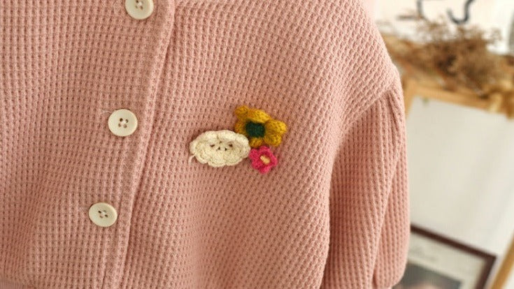 [352398] - Baju Atasan Jaket Cardigan Fashion Import Anak Perempuan - Motif Pocket Flowers