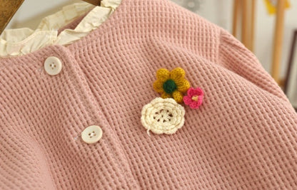 [352398] - Baju Atasan Jaket Cardigan Fashion Anak Perempuan - Motif Pocket Flowers