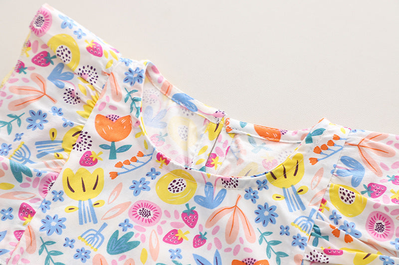 [340389] - Baju Setelan Blouse Kutung Fashion Anak Perempuan - Motif Flower Plant