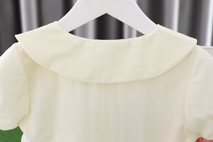 [340379] - Baju Setelan Blouse Celana Pendek Fashion Import Anak Perempuan - Motif Flower Button