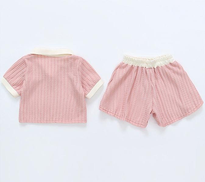 [507S1145] - Setelan Atasan Pendek Celana Pendek Fashion Anak Perempuan - Motif Little Brooch