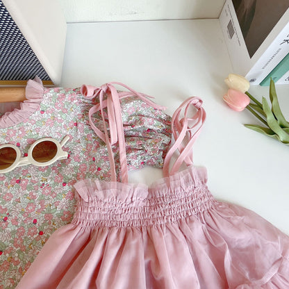 [363628] - Setelan Blouse Bawahan Overall Anak Perempuan - Motif Pretty Flower