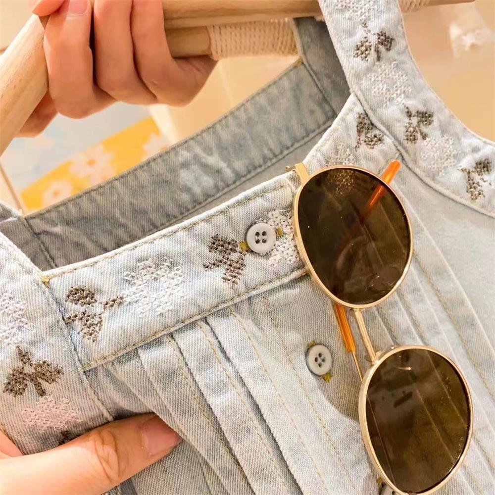 [363682] - Baju Setelan Atasan Kancing Celana Panjang Jeans Fashion Anak Perempuan - Motif Gradient Denim