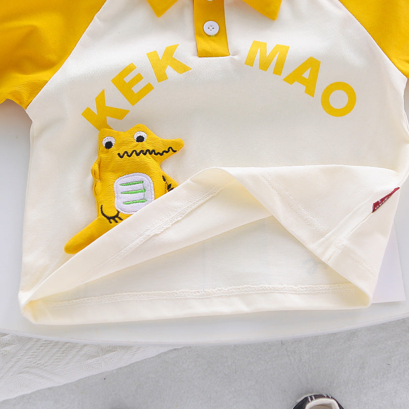 [368587] - One Set 2in1 Baju Setelan Atasan Polo Lengan Pendek Bawahan Celana Pendek Comfortable Casual Fashion Anak Laki Laki Cowok - Motif Crocodile - BABYHOKI STORE