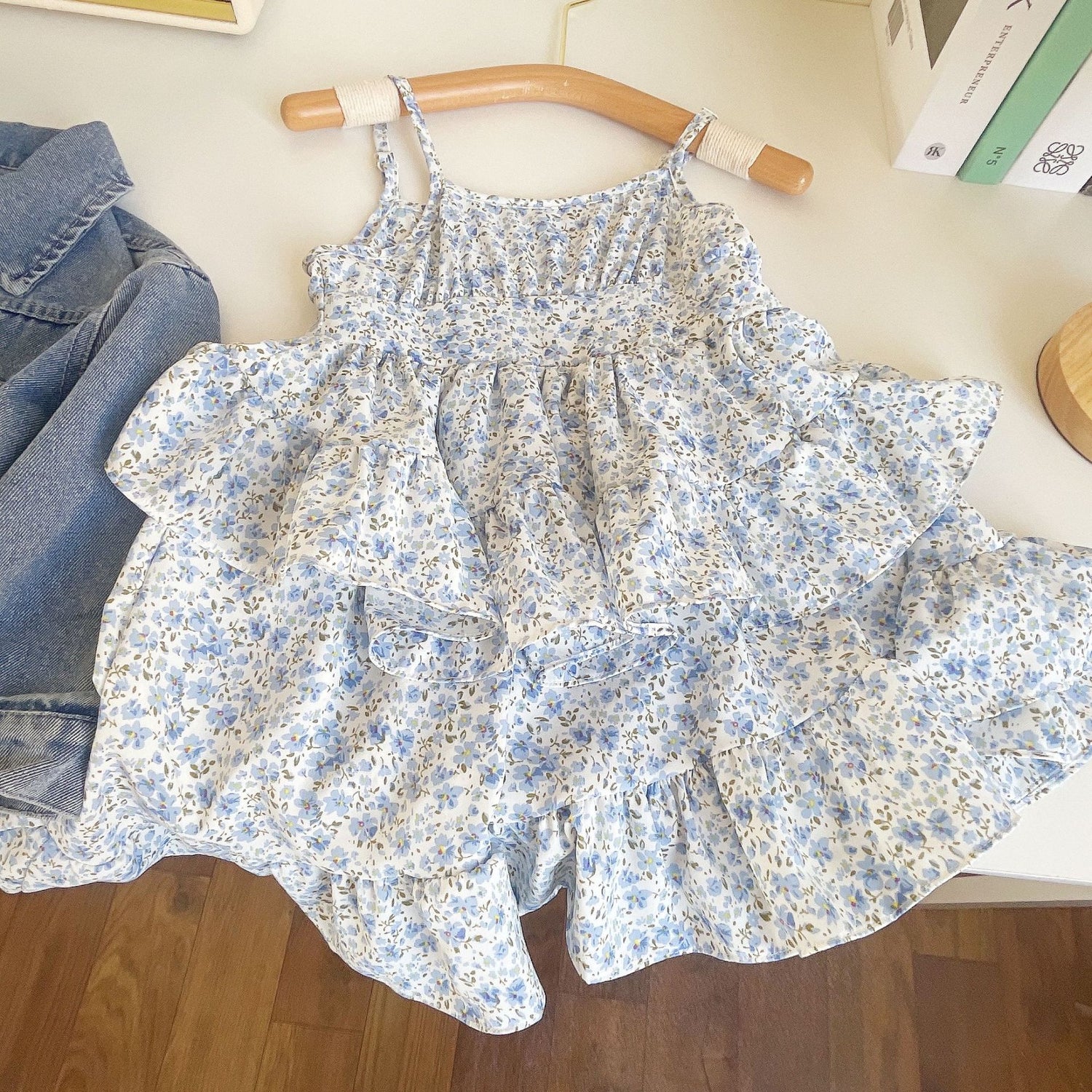 [363626] - Setelan Dress Jaket Jeans Anak Perempuan - Motif Little Flower