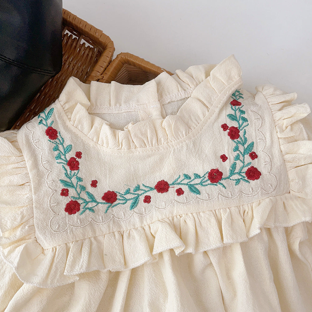 [363710] - Baju Dress Renda Lengan Panjang Fashion Import Anak Perempuan - Motif Flower Lace