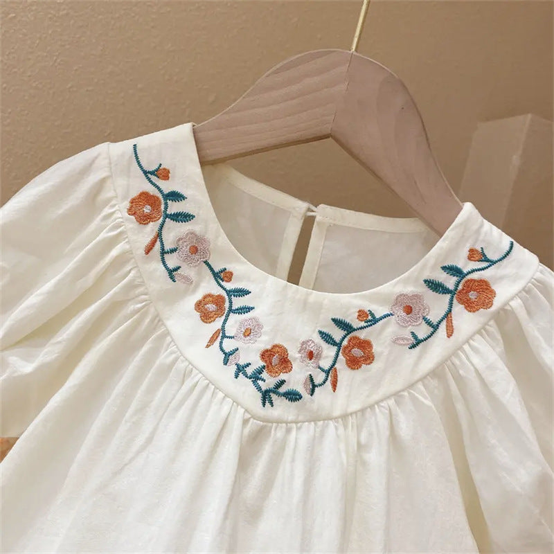 [363642] - Setelan Blouse Celana Pendek Chino Import Anak Perempuan - Motif Collar Flower