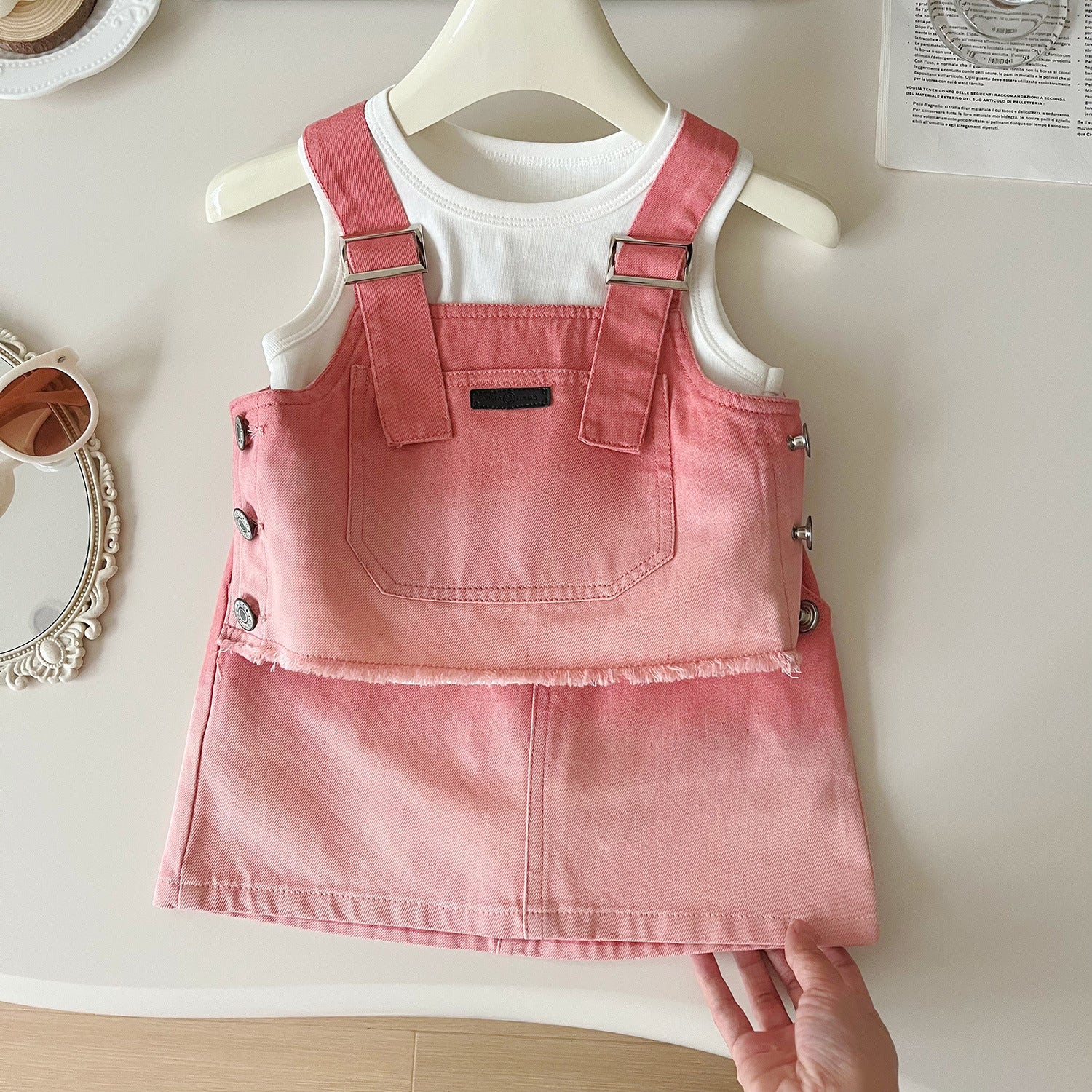 [963175] - One Set 3n1 Baju Setelan Atasan Kaos Lengan Kutung Vest Suspender Bawahan Celana Rok Pendek Korean Fashion Style Anak Perempuan Cewek - Motif Gradation Color - BABYHOKI STORE - BABYHOKI STORE