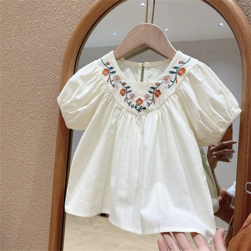 BABYHOKI STORE Usia 7 8 9 10 Tahun Baju Anak Tanggung Cewek [363642] - Setelan Blouse Celana Pendek Chino Anak Perempuan - Motif Collar Flower
