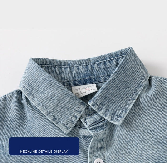 [5131072] - Baju Atasan Kemeja Denim Polos Fashion Anak Laki-Laki - Motif Denim Pattern