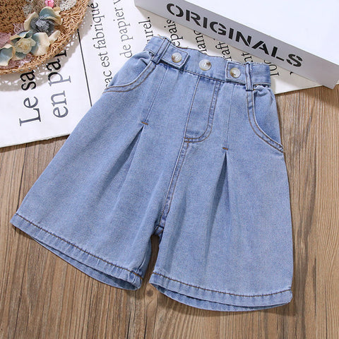 [507S1152] - Bawahan Celana Pendek Jeans Fashion Anak Perempuan - Motif Tri Button