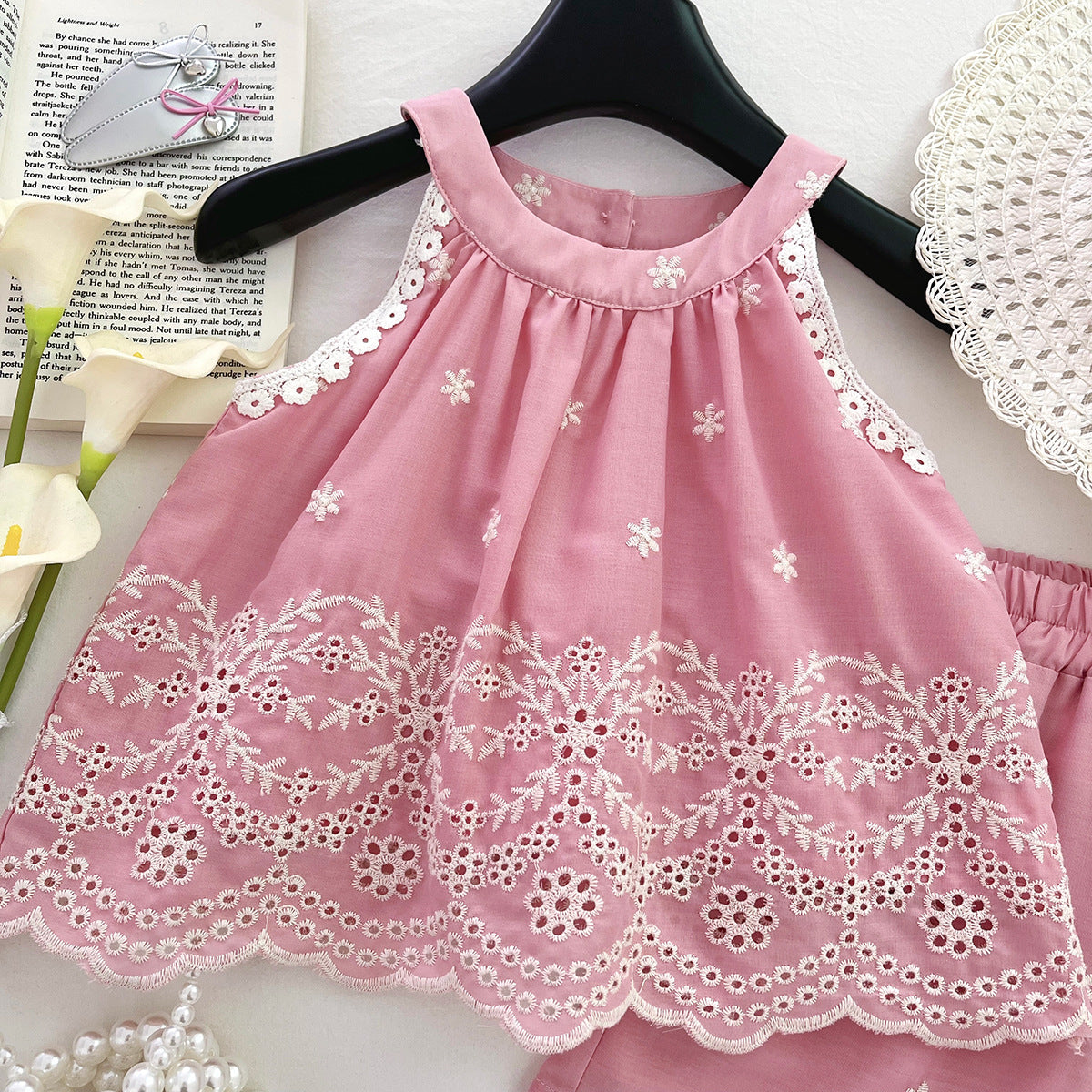 [963107] - One Set 2in1 Baju Setelan Atasan Blouse Katbol Lengan Kutung Bawahan Celana Pendek Fashion Comfortable Style Anak Perempuan Cewek - Motif Floral - BABYHOKI STORE