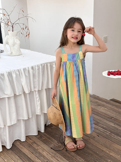 [5071058] - Baju Dress Kutung Fashion Anak Perempuan - Motif Colorful Plain