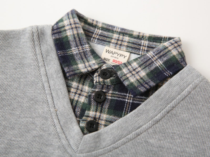 [383198] - Atasan Sweater Kemeja Lengan Panjang Anak Laki-Laki - Motif Casual Fashion