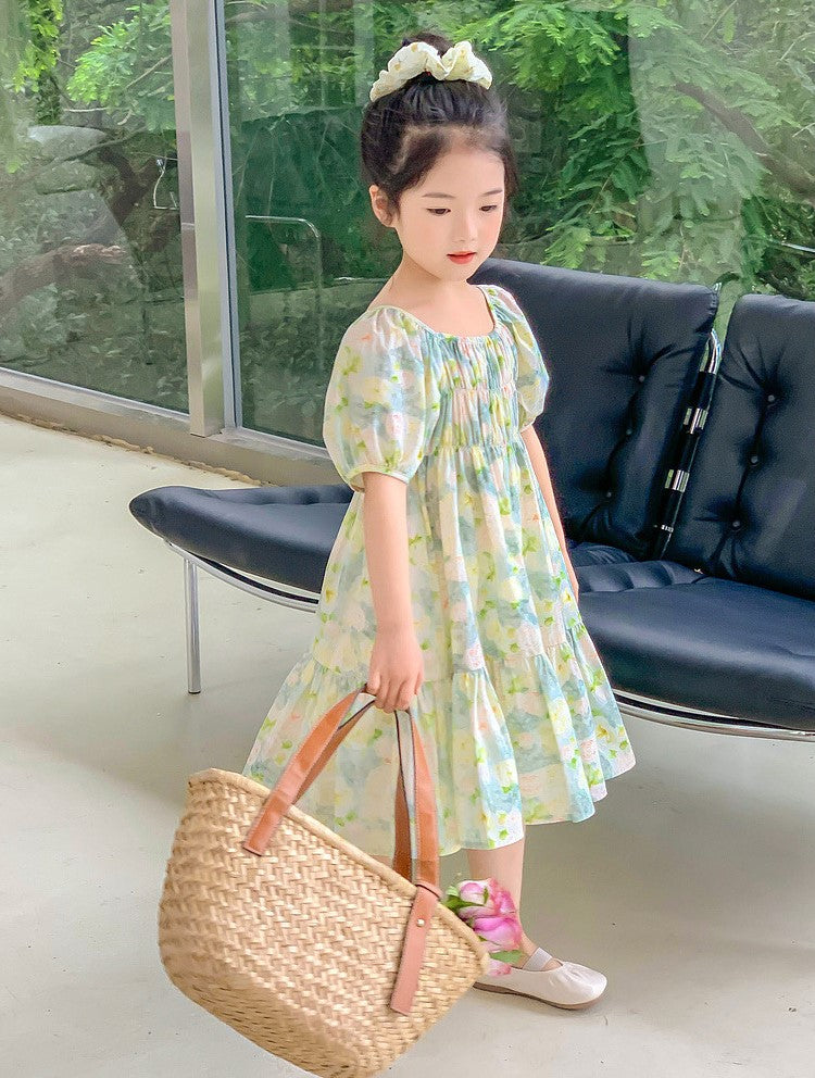 [5071024] - Baju Dress Lengan Pendek Fashion Anak Perempuan - Motif Fresh Flower