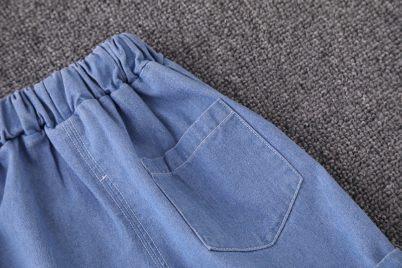 [345453] - Baju Setelan Kaos Lengan Pendek Celana Pendek Jeans Anak Cowok Fashion - Motif Dino News