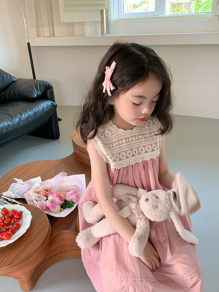 [5071013] - Baju Dress Atasan Tanpa Lengan Fashion Anak Perempuan - Motif Lace Neck