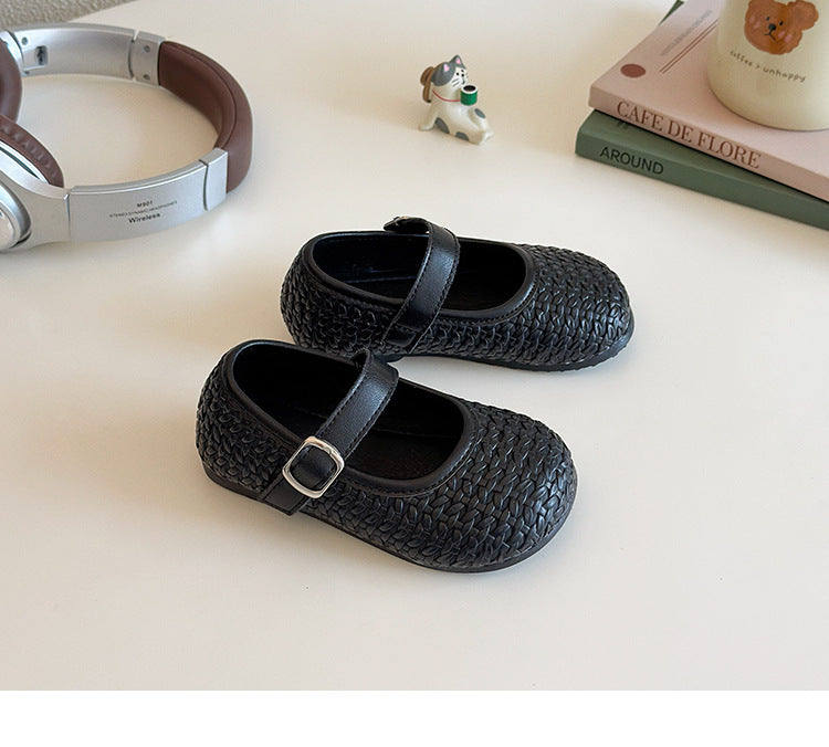 [381267 Size 21-25] - Sepatu Flat Slip On Cute Shoes Anak Perempuan Cewek - Motif Woven - BABYHOKI STORE