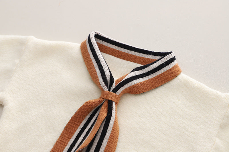 [363700] - Baju Setelan Atasan Sweater Bawahan Rok Fashion Anak Perempuan - Motif Neat Stripe
