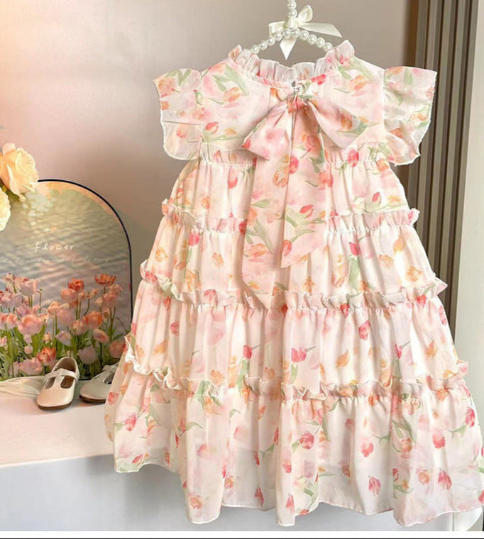 [363711] - Baju Gaun Dress Floral Cantik Renda Tanpa Lengan Fashion Anak Perempuan Cewek - Motif Flower Breeze