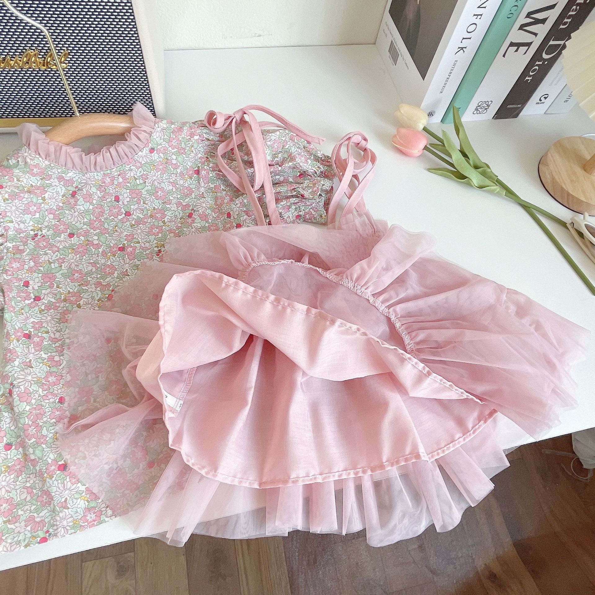 BABYHOKI STORE Usia 7 8 9 10 Tahun Baju Anak Tanggung Cewek [363628] - Setelan Blouse Bawahan Overall Anak Perempuan - Motif Pretty Flower