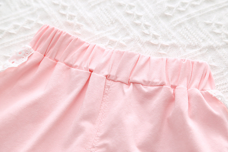 [345450] - Setelan Baju Kutung Celana Pendek Anak Perempuan Fashion - Motif Happiness Love