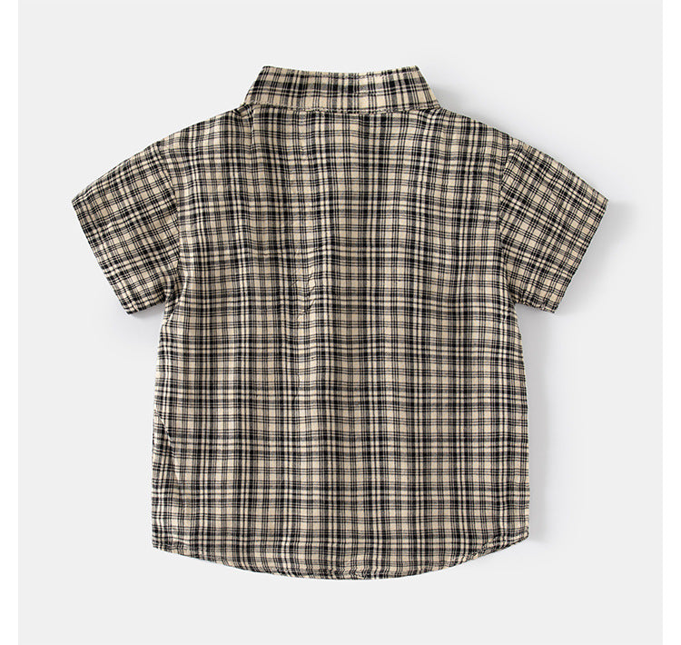 [5131084] - Baju Atasan Kemeja Koko Kotak-Kotak Fashion Anak Laki-Laki - Motif Mesh Box