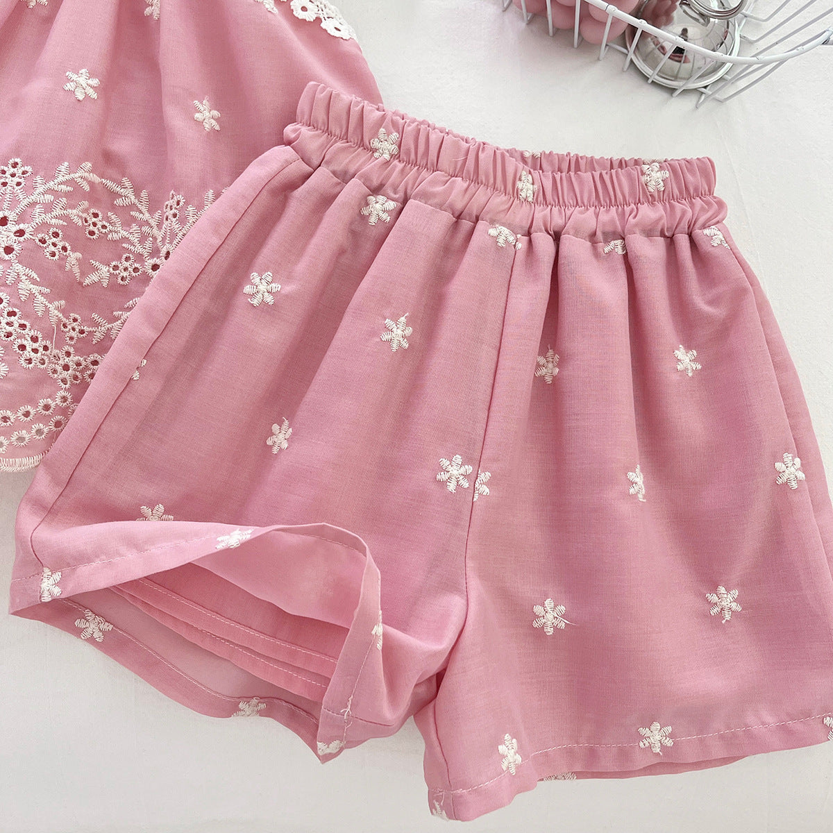 [963107] - One Set 2in1 Baju Setelan Atasan Blouse Katbol Lengan Kutung Bawahan Celana Pendek Fashion Comfortable Style Anak Perempuan Cewek - Motif Floral - BABYHOKI STORE