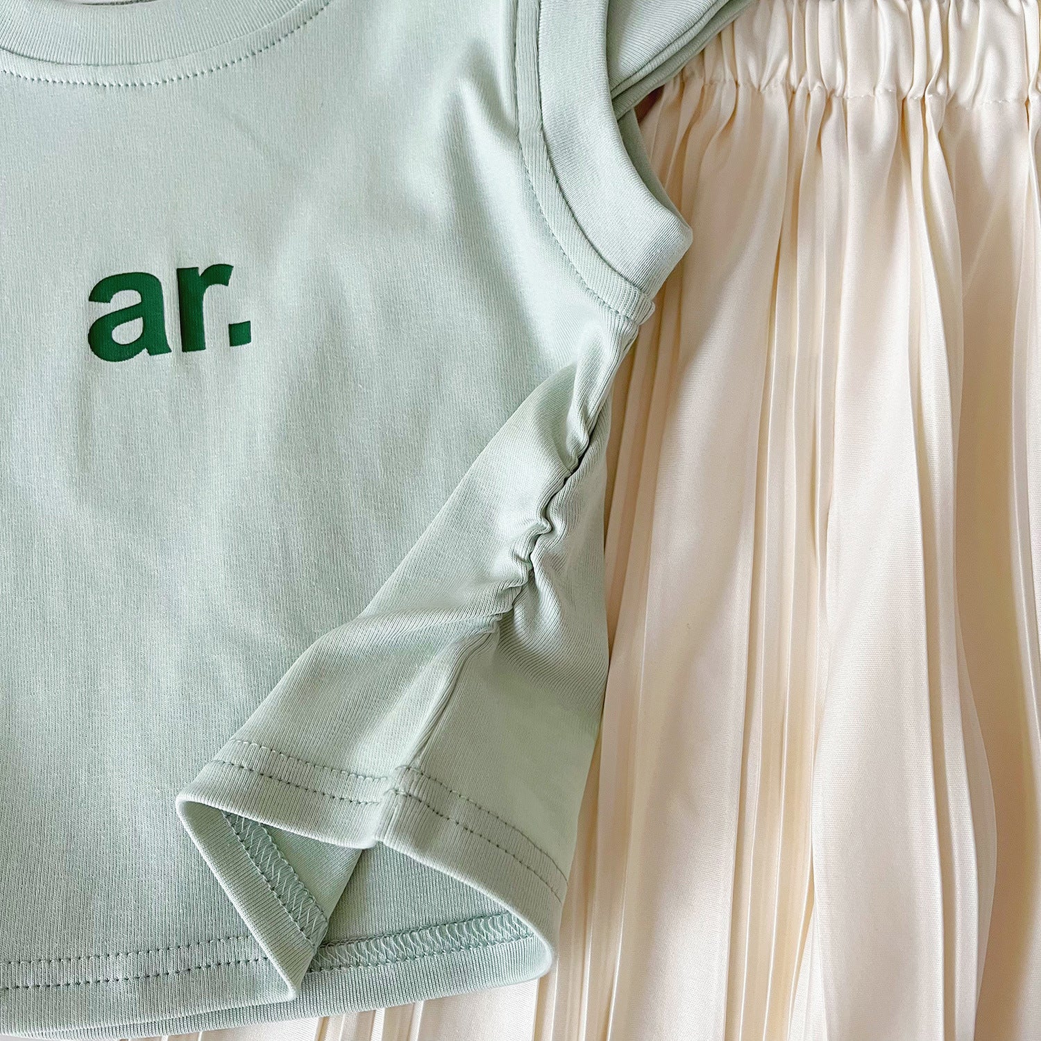 [963133] - One Set 2in1 Baju Setelan Atasan Kaos Lengan Kutung Bawahan Celana Panjang Comfort Version Style Anak Perempuan Cewek - Motif Pastel Green Color - BABYHOKI STORE - BABYHOKI STORE