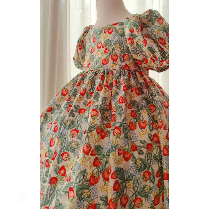 [507973] - Baju Dress Bunga Lengan Balon Fashion Import Anak Perempuan - Motif Flower Stalk