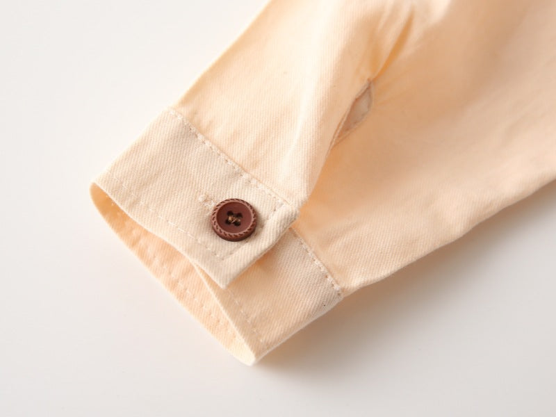 [383217] - Baju Atasan Kemeja Lengan Panjang Anak Laki-Laki Cowok - Motif Bear Pocket Collar  - BABYHOKI STORE