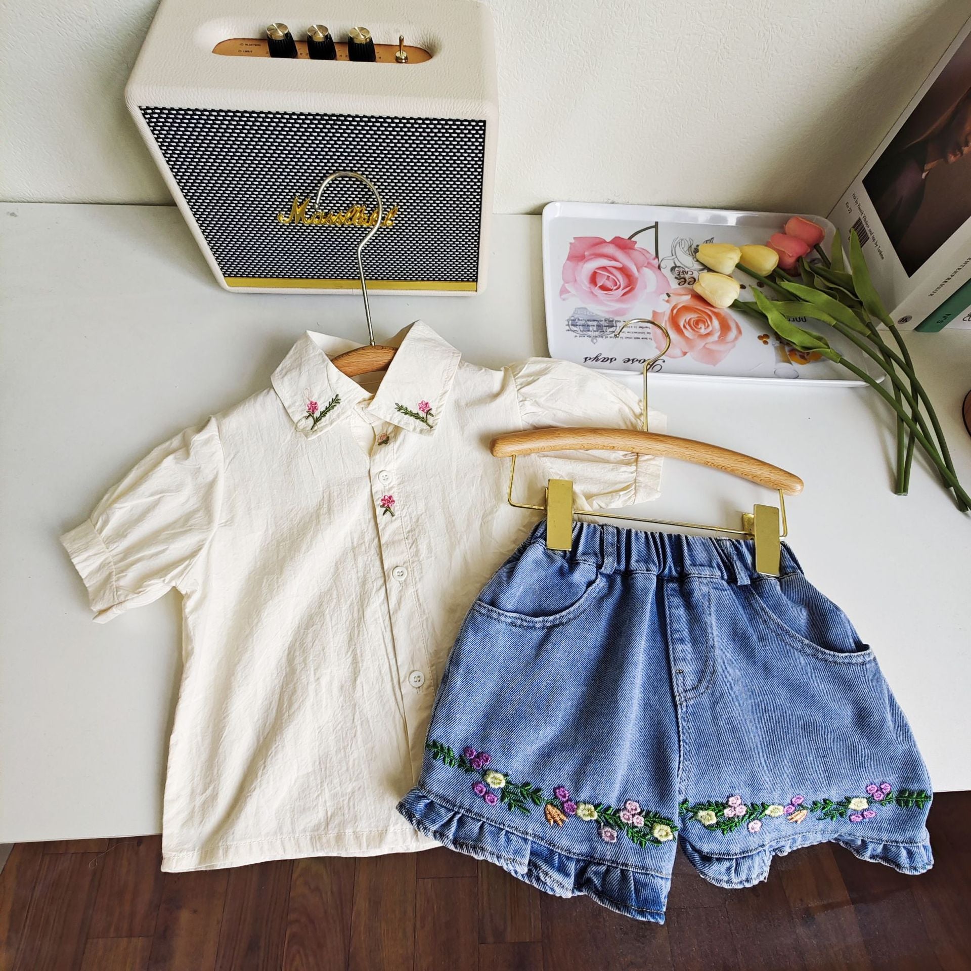 BABYHOKI STORE Usia 7 8 9 10 Tahun Baju Anak Tanggung Cewek [363651] - Setelan Atasan Lengan Pendek Celana Pendek Anak Perempuan - Motif Pretty Flower