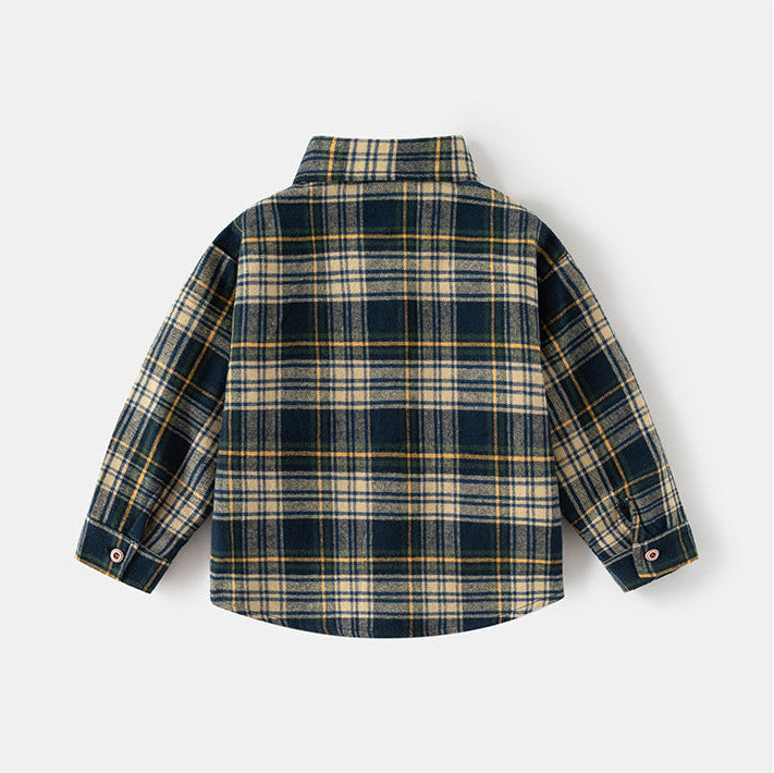 [5131119] - Atasan Baju Kemeja Lengan Panjang Anak Laki-Laki - Motif Classic Plaid
