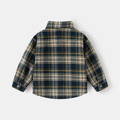 [5131119] - Atasan Baju Kemeja Lengan Panjang Anak Laki-Laki - Motif Classic Plaid