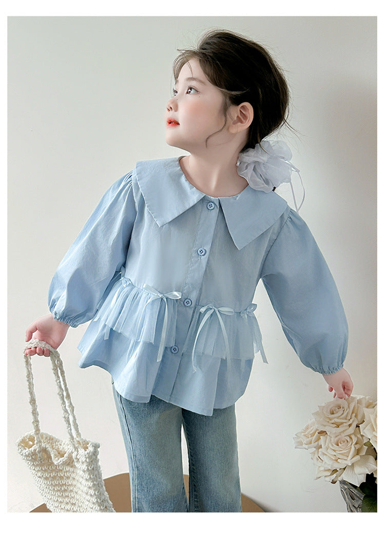 [963127] - One Set 2in1 Baju Setelan Atasan Blouse Lengan Panjang Bawahan Celana Panjang Jeans Korean Fashion Style Anak Perempuan Cewek - Motif Top Bow Bottom Love - BABYHOKI STORE