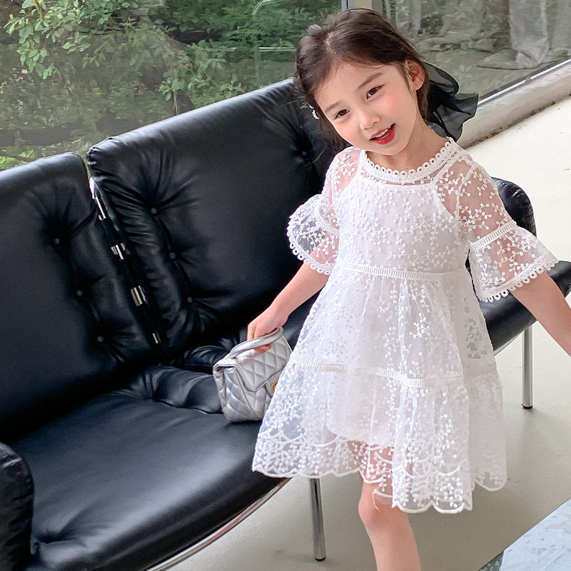 [507S164] - Setelan Dress 2 in 1 Fashion Anak Perempuan - Motif Clear Snow