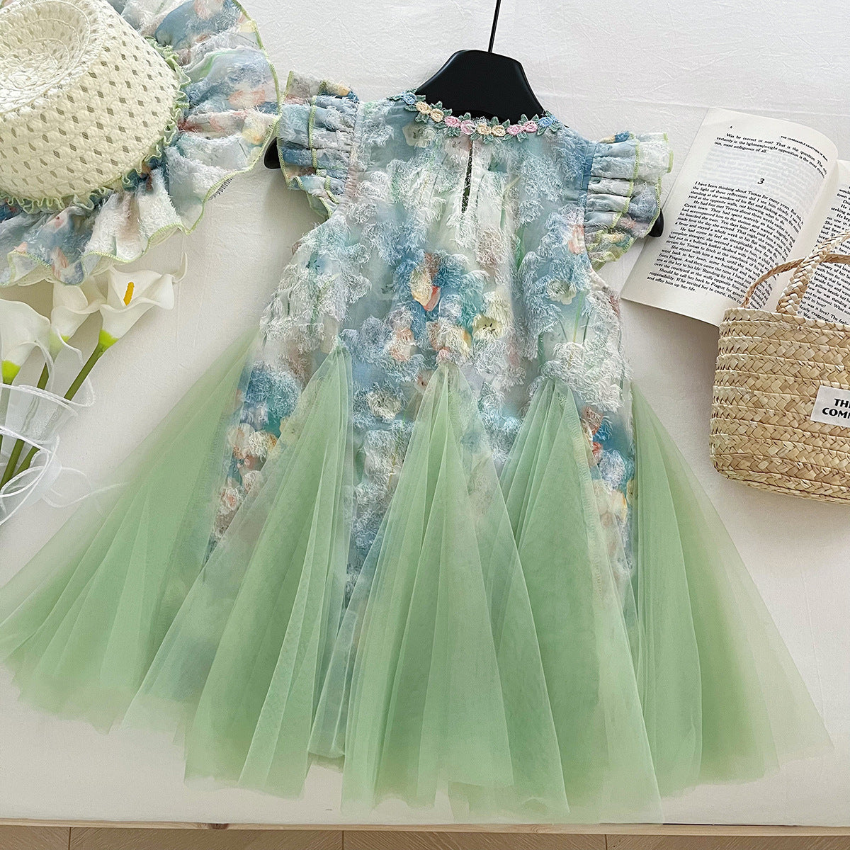 [963207] - Baju Gaun Dress Princess Lengan Kutung Anak Korean Fashion Perempuan Cewek - Motif Fairy Floral - BABYHOKI STORE