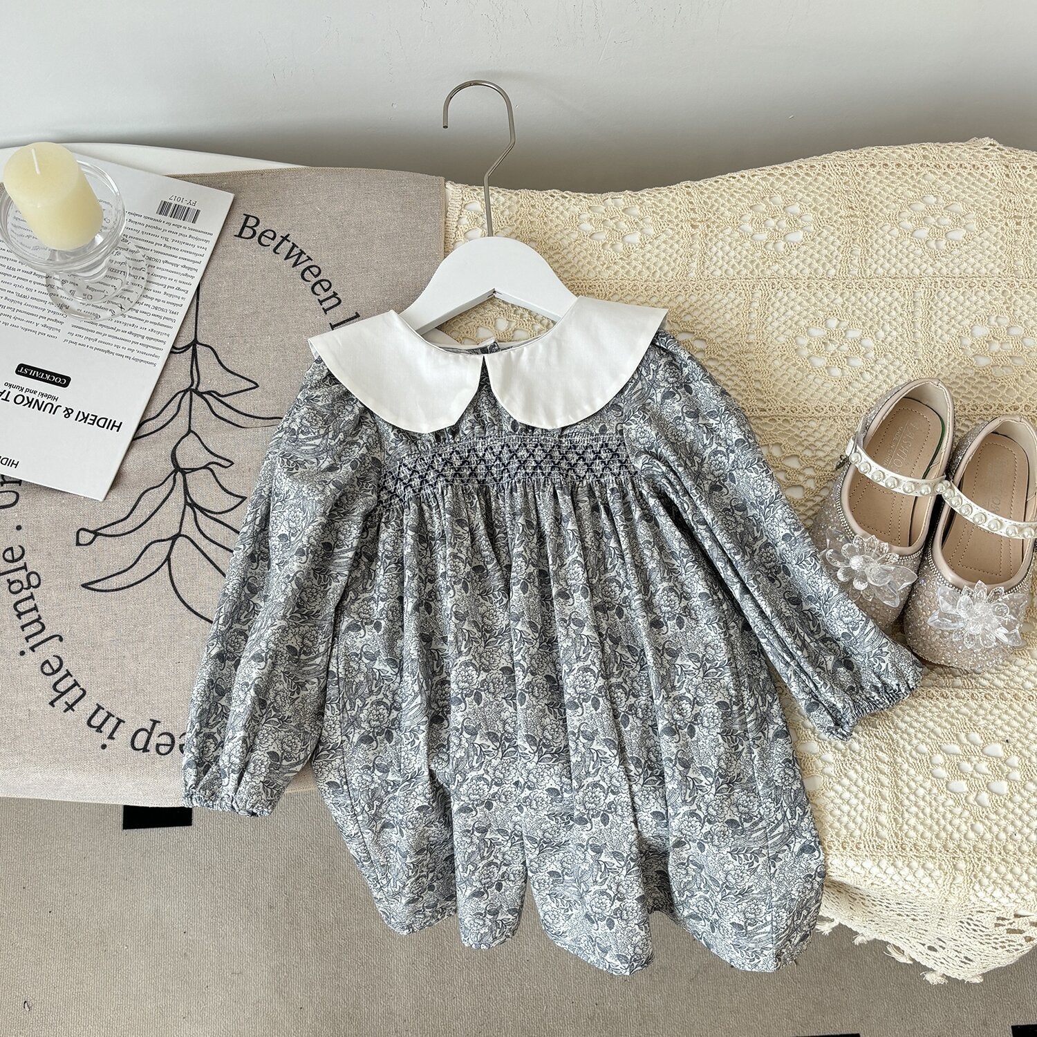 [963168] - One Set 2in1 Baju Setelan Dress Lengan Panjang Vest Cardigan Korean Fashion Style Anak Perempuan Cewek - Motif Gray Knitted - BABYHOKI STORE - BABYHOKI STORE
