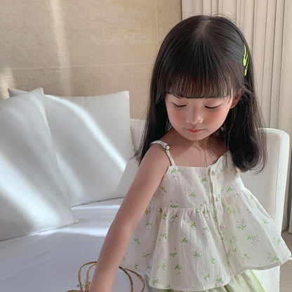 [507S118] - Baju Atasan Kutung Fashion Anak Perempuan - Soft Flower