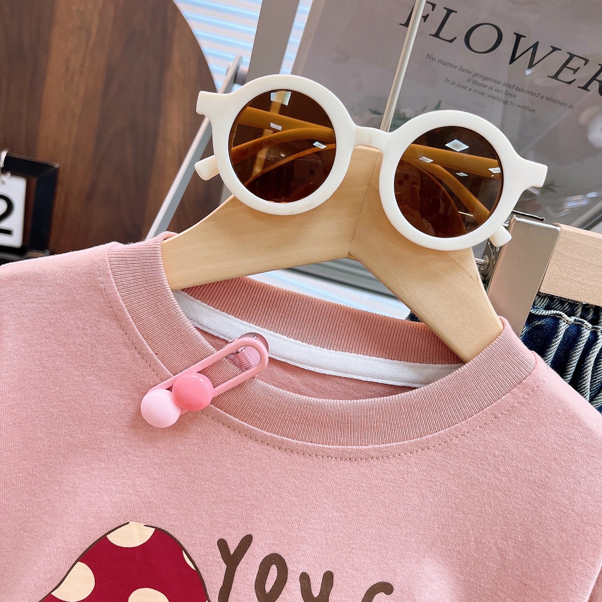 [363942] - One Set 2in1 Baju Setelan Atasan Kaos Lengan Panjang Bawahan Celana Panjang Jeans Kulot Fashion Korean Style Anak Cewek Perempuan - Motif Happy Bear - BABYHOKI STORE