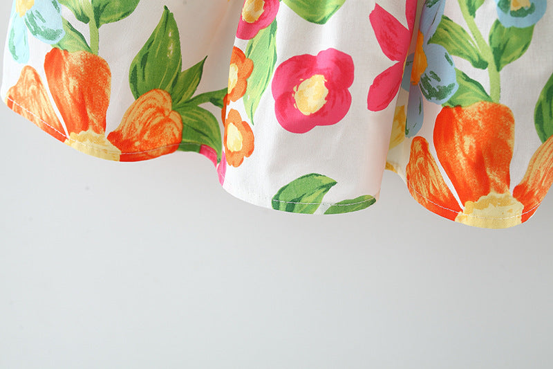 [340381] - Baju Mini Dress Lengan Pendek Fashion Anak Perempuan - Motif Color Flowers
